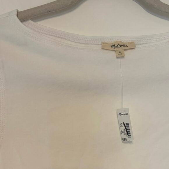 NWT Madewell Elbow-Sleeve Boatneck Tee In White Size Small - Picture 5 of 7